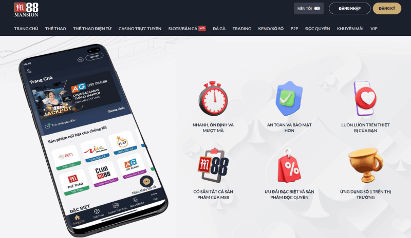 ứng dụng cá cược bóng đá trực tiếp M88